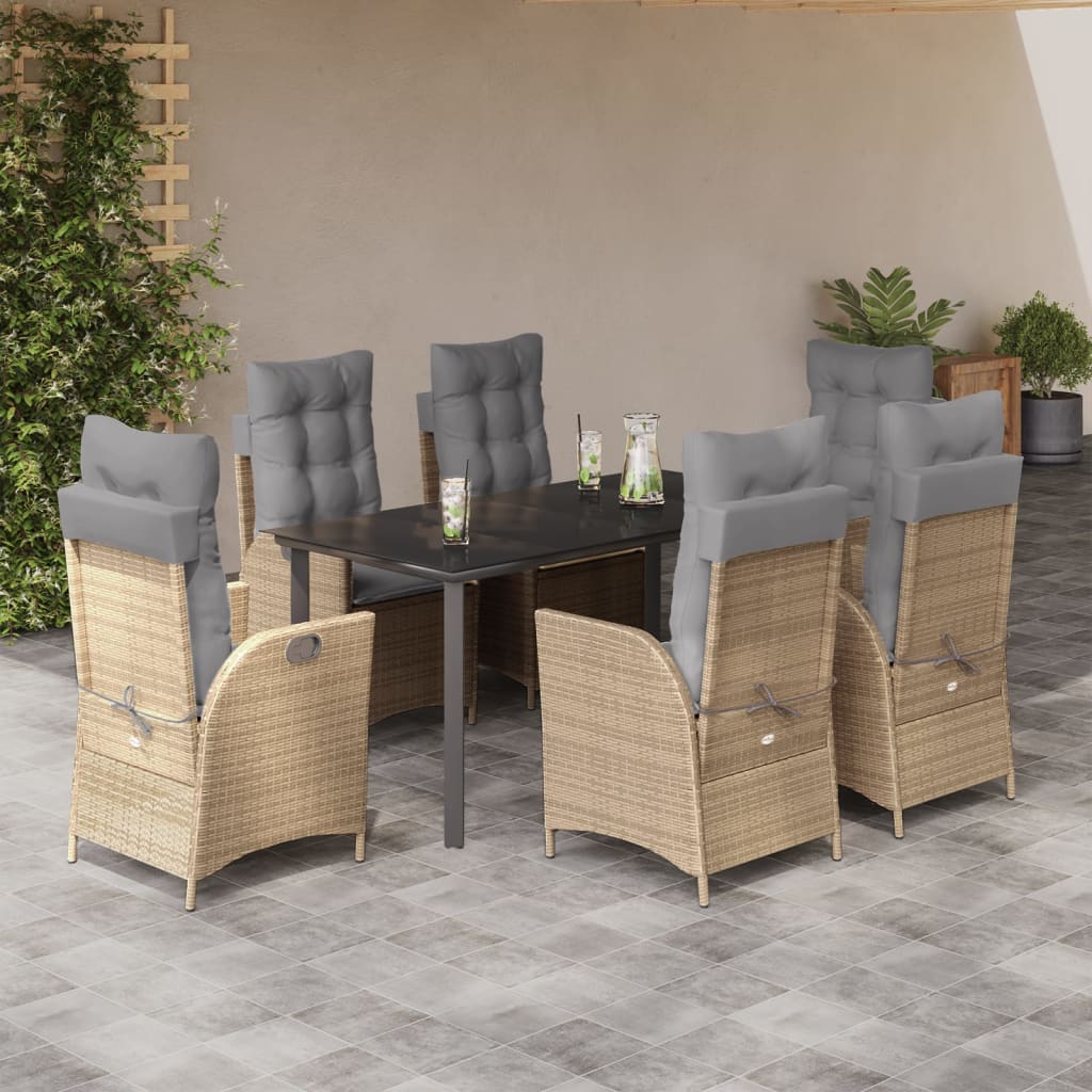 vidaXL 3-Piece Garden Lounge Set with Cushions Poly Rattan Beige