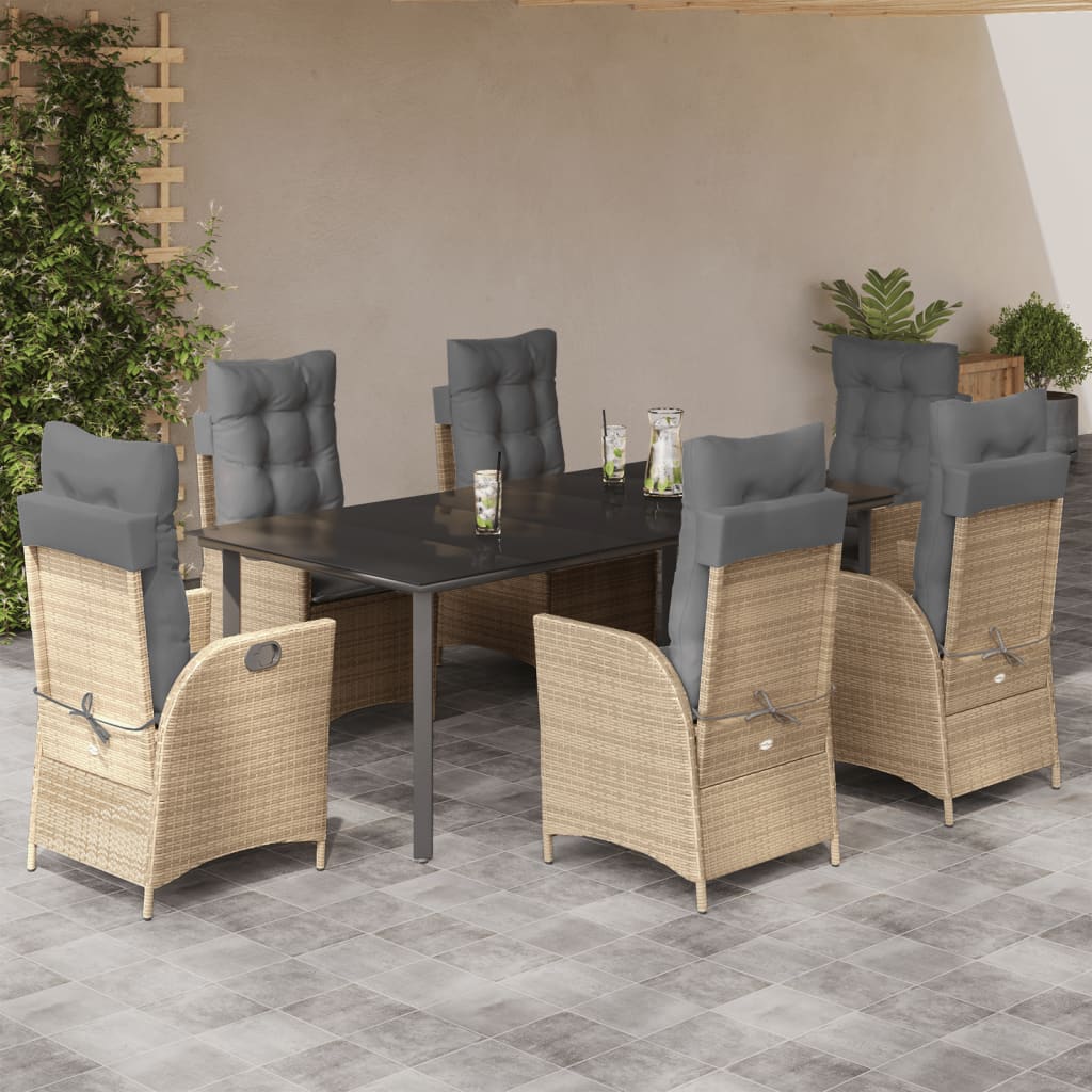 vidaXL 3-Piece Garden Lounge Set with Cushions Poly Rattan Beige