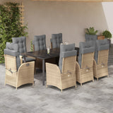 vidaXL 3-Piece Garden Lounge Set with Cushions Poly Rattan Beige