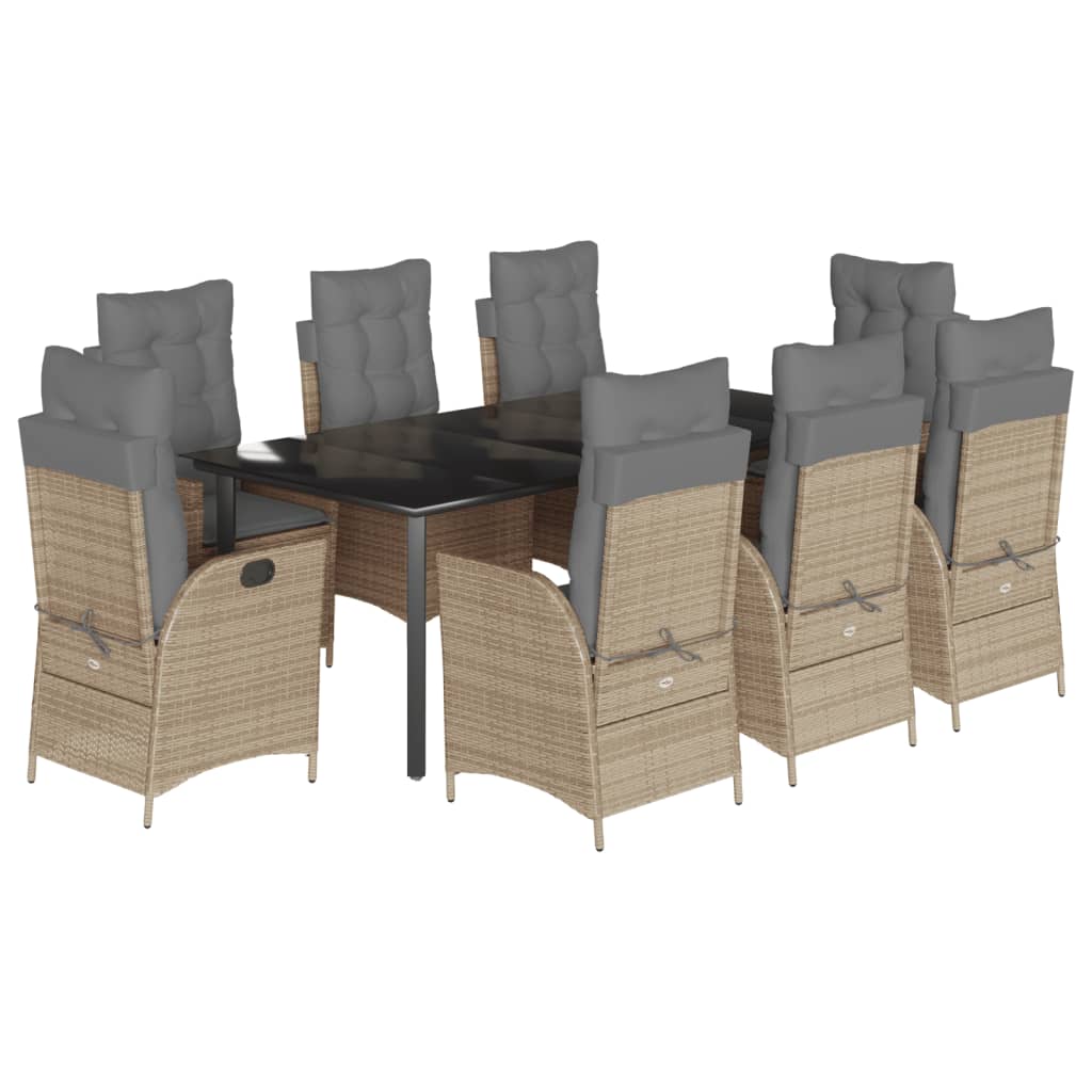 vidaXL 3-Piece Garden Lounge Set with Cushions Poly Rattan Beige