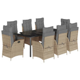 vidaXL 3-Piece Garden Lounge Set with Cushions Poly Rattan Beige