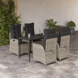 vidaXL 3-delige Tuinset met kussens poly rattan lichtgrijs
