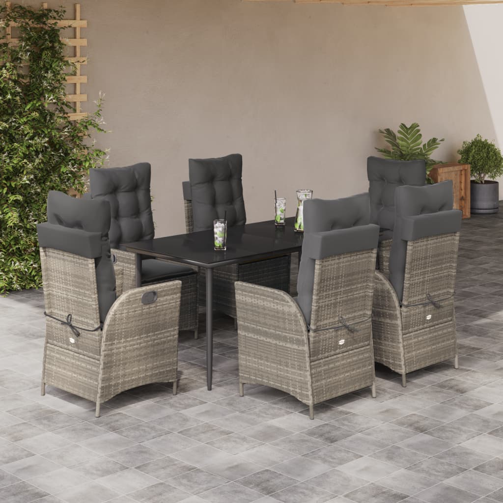 vidaXL 3-delige Tuinset met kussens poly rattan lichtgrijs