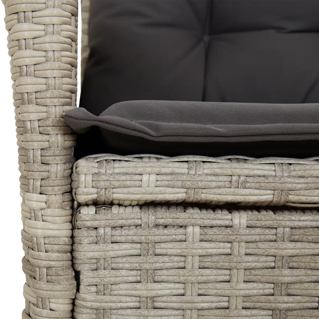 vidaXL 3-delige Tuinset met kussens poly rattan lichtgrijs