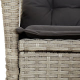 vidaXL 3-delige Tuinset met kussens poly rattan lichtgrijs