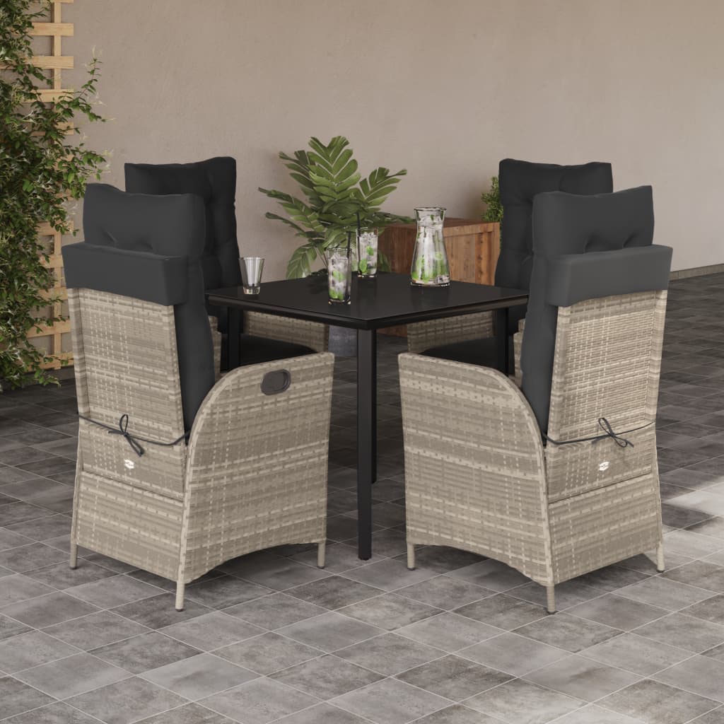 vidaXL 3-Piece Garden Lounge Set with Cushions Poly Rattan Light Grey