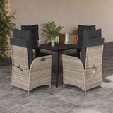 vidaXL 3-Piece Garden Lounge Set with Cushions Poly Rattan Light Grey
