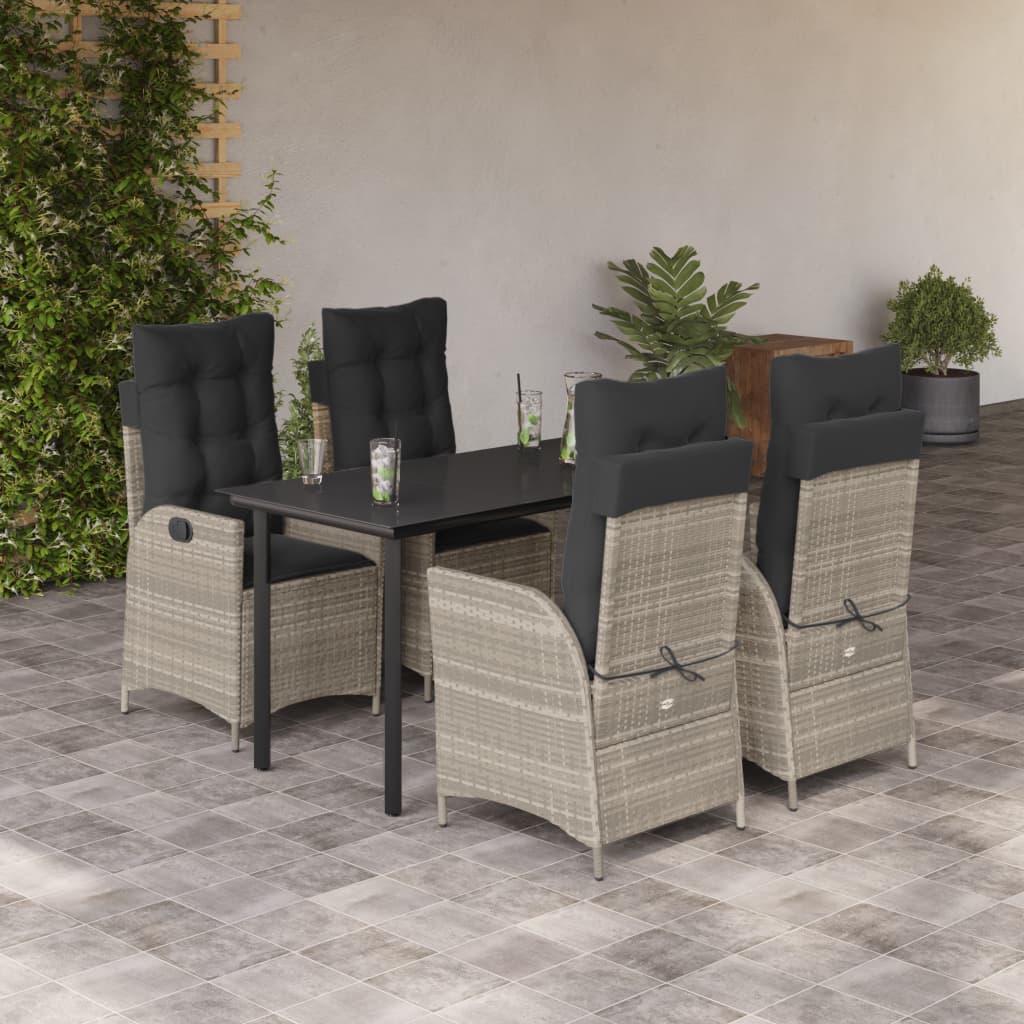 vidaXL 3-Piece Garden Lounge Set with Cushions Poly Rattan Light Grey