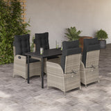 vidaXL 3-Piece Garden Lounge Set with Cushions Poly Rattan Light Grey