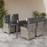 vidaXL 3-Piece Garden Lounge Set with Cushions Poly Rattan Light Grey