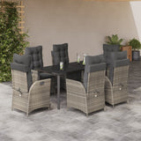 vidaXL 3-Piece Garden Lounge Set with Cushions Poly Rattan Light Grey