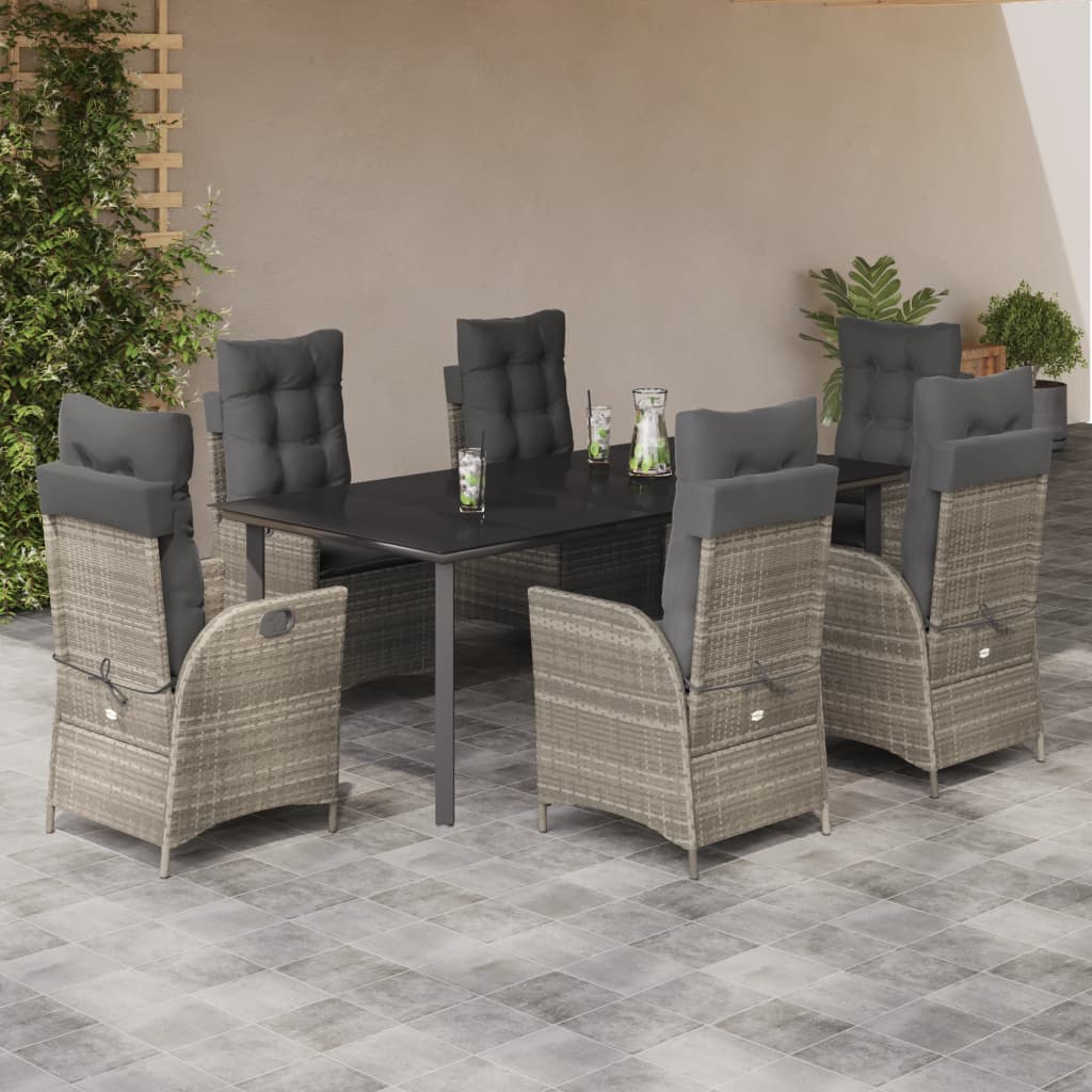 vidaXL 3-Piece Garden Lounge Set with Cushions Poly Rattan Light Grey