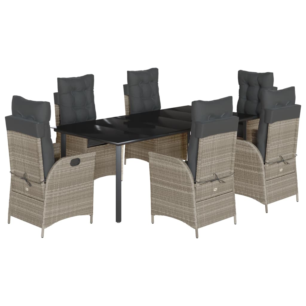 vidaXL 3-Piece Garden Lounge Set with Cushions Poly Rattan Light Grey