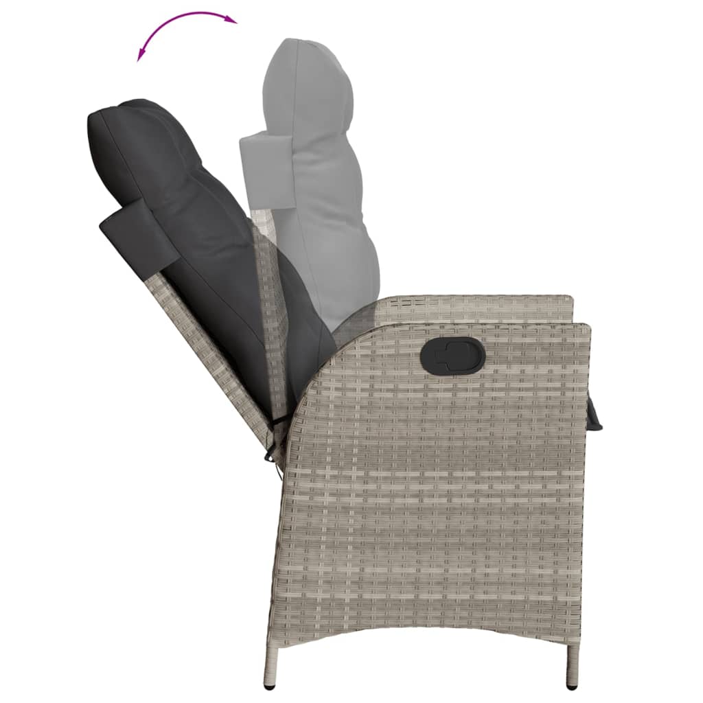 vidaXL 3-Piece Garden Lounge Set with Cushions Poly Rattan Light Grey