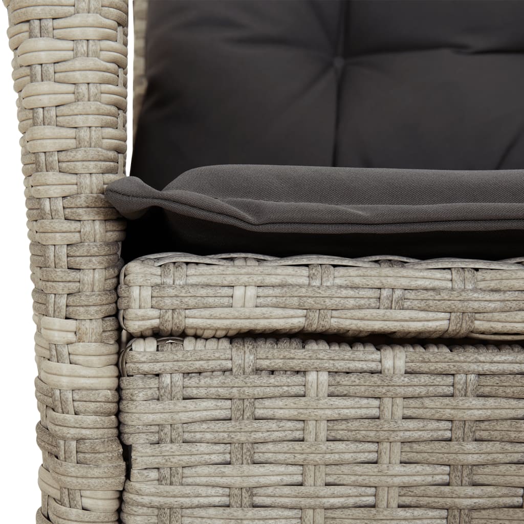 vidaXL 3-Piece Garden Lounge Set with Cushions Poly Rattan Light Grey