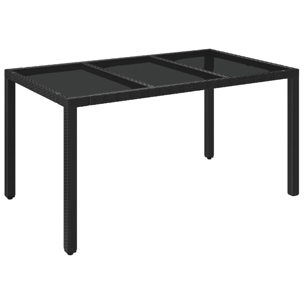 vidaXL 3-delige Tuinset met kussens poly rattan zwart