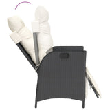 vidaXL 3-delige Tuinset met kussens poly rattan zwart