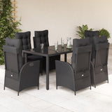 vidaXL 3-delige Tuinset met kussens poly rattan zwart