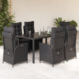 vidaXL 3-delige Tuinset met kussens poly rattan zwart