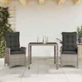 vidaXL 3-delige Tuinset met kussens poly rattan zwart