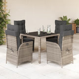 vidaXL 3-delige Tuinset met kussens poly rattan zwart