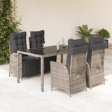 vidaXL 3-delige Tuinset met kussens poly rattan zwart