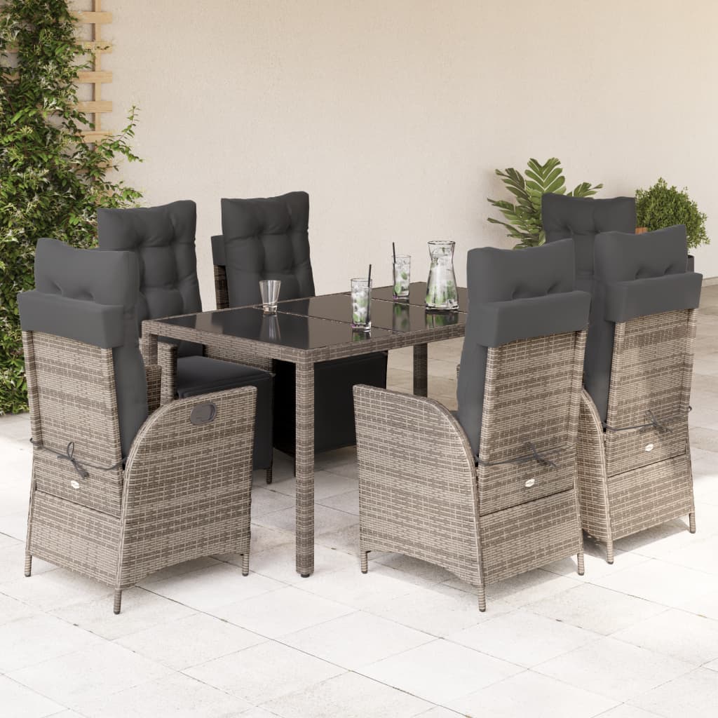 vidaXL 3-delige Tuinset met kussens poly rattan zwart