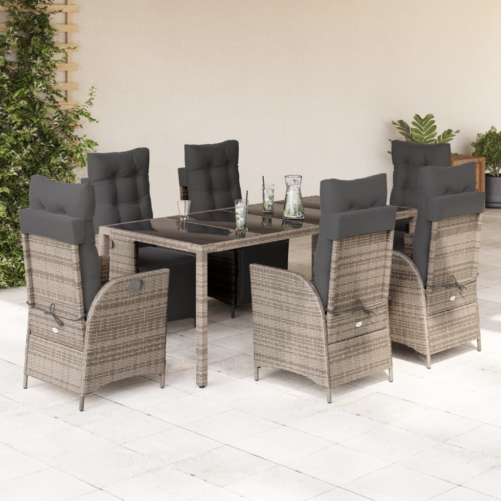 vidaXL 3-delige Tuinset met kussens poly rattan zwart