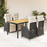 vidaXL 3-Piece Garden Lounge Set with Cushions Poly Rattan Black