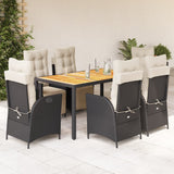 vidaXL 3-Piece Garden Lounge Set with Cushions Poly Rattan Black