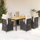 vidaXL 3-Piece Garden Lounge Set with Cushions Poly Rattan Black