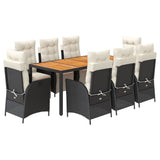 vidaXL 3-Piece Garden Lounge Set with Cushions Poly Rattan Black