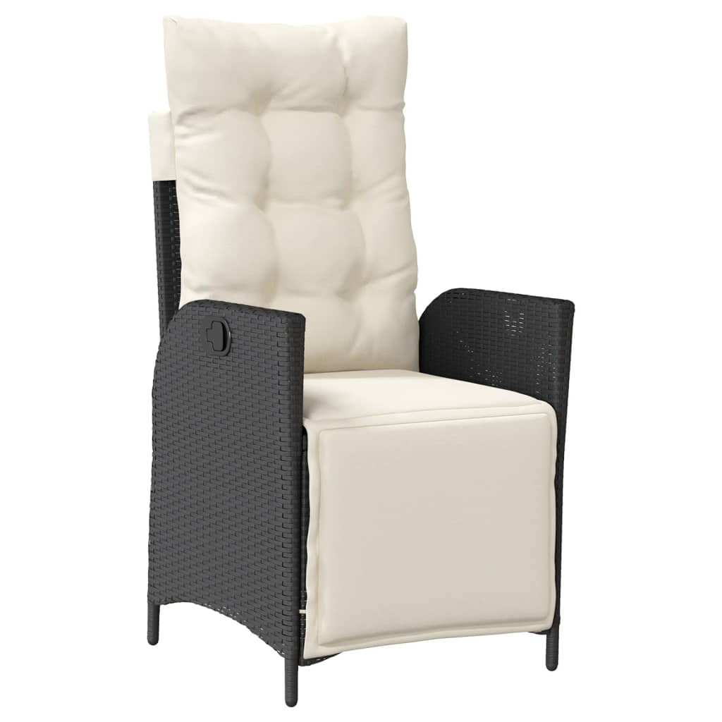 vidaXL 3-Piece Garden Lounge Set with Cushions Poly Rattan Black