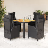 vidaXL 3-Piece Garden Lounge Set with Cushions Poly Rattan Black