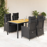 vidaXL 3-Piece Garden Lounge Set with Cushions Poly Rattan Black