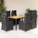 vidaXL 3-Piece Garden Lounge Set with Cushions Poly Rattan Black