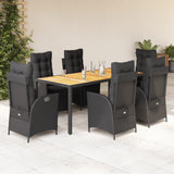 vidaXL 3-Piece Garden Lounge Set with Cushions Poly Rattan Black