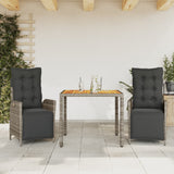 vidaXL 3-Piece Garden Lounge Set with Cushions Poly Rattan Black