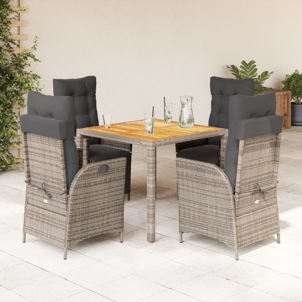 vidaXL 3-Piece Garden Lounge Set with Cushions Poly Rattan Black