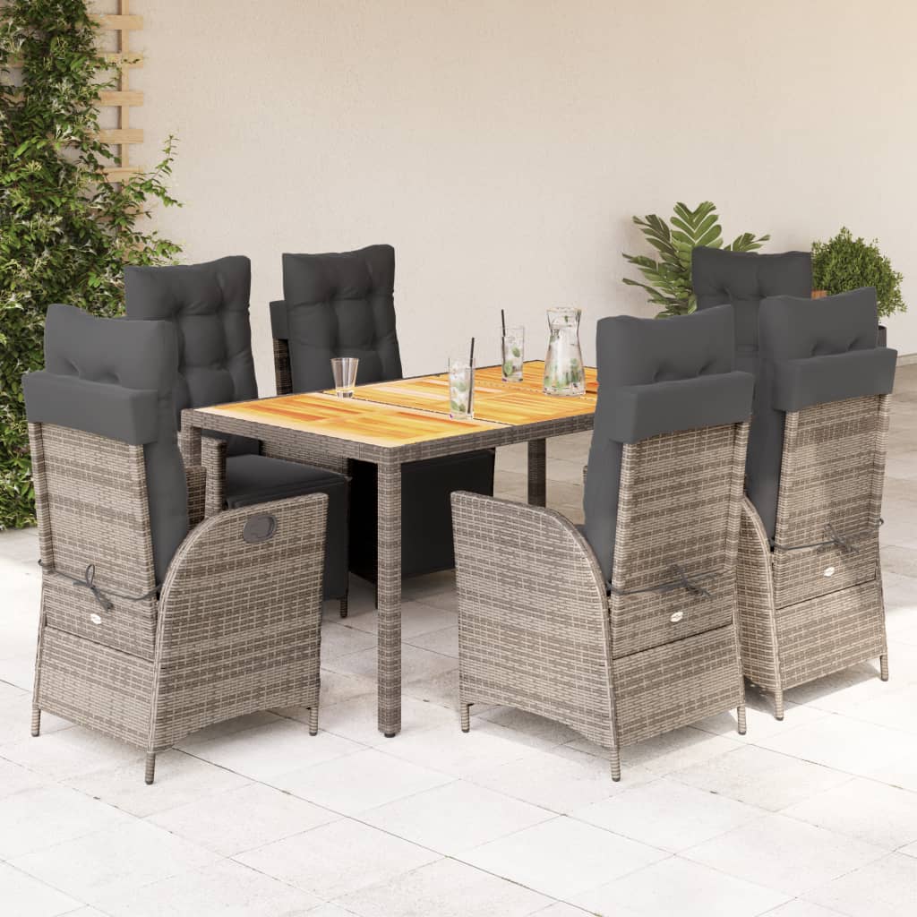 vidaXL 3-Piece Garden Lounge Set with Cushions Poly Rattan Black