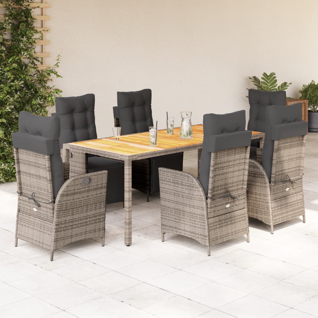 vidaXL 3-Piece Garden Lounge Set with Cushions Poly Rattan Black