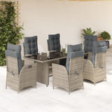vidaXL 7-delige Tuinset met kussens poly rattan zwart