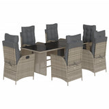 vidaXL 7-delige Tuinset met kussens poly rattan zwart