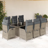 vidaXL 7-delige Tuinset met kussens poly rattan zwart