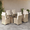vidaXL 7-delige Tuinset met kussens poly rattan zwart