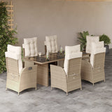 vidaXL 7-delige Tuinset met kussens poly rattan zwart