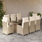 vidaXL 7-delige Tuinset met kussens poly rattan zwart