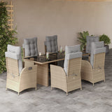 vidaXL 7-delige Tuinset met kussens poly rattan zwart