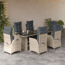 vidaXL 7-delige Tuinset met kussens poly rattan zwart