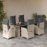 vidaXL 7-delige Tuinset met kussens poly rattan zwart